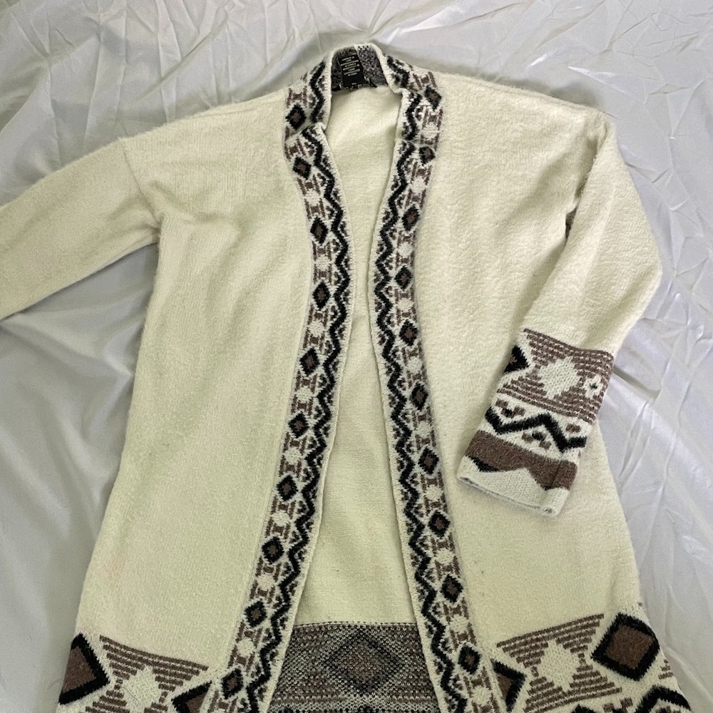 Fuzzy Warm White Long Winter Cardigan